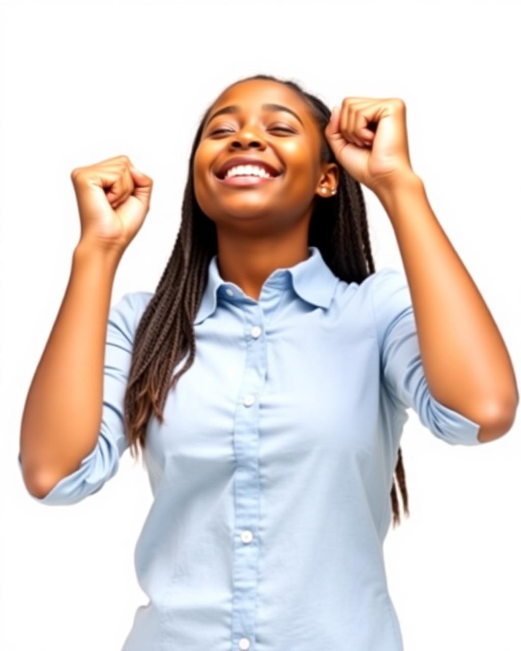 Joyful worshipper with raised hands